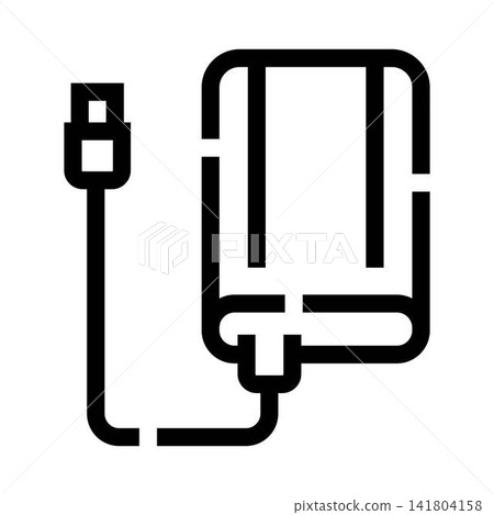 Portable power bank with usb charging cable icon Portable power bank with usb charging cable icon 141804158