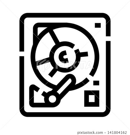 Hard disk drive storing digital data icon 141804162