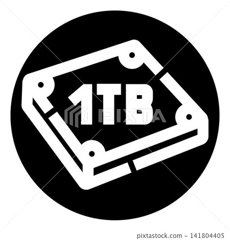Terabyte data storage digital capacity icon on black 141804405