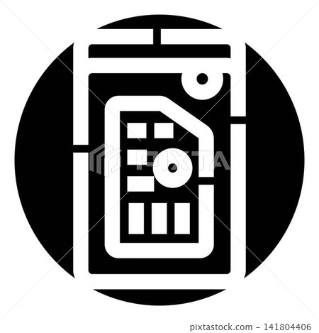 Mobile device identifying sim card communication icon Mobile device identifying sim card communication icon 141804406