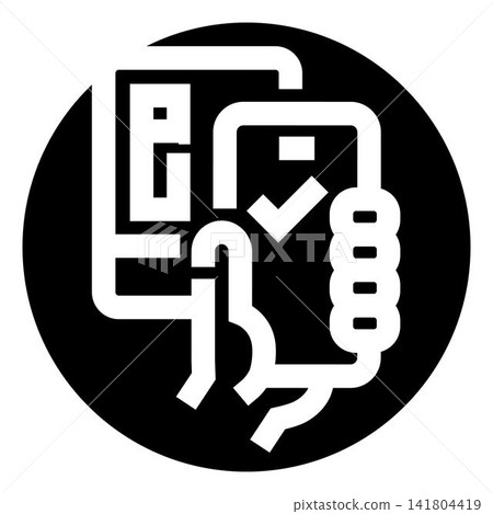 Mobile payment confirming digital transaction success icon Mobile payment confirming digital transaction success icon 141804419