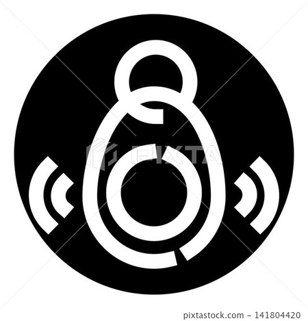 Kettlebell icon generating sound waves in black circle Kettlebell icon generating sound waves in black circle 141804420