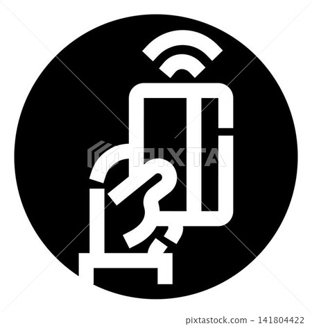 Hand holding wireless payment card icon Hand holding wireless payment card icon 141804422