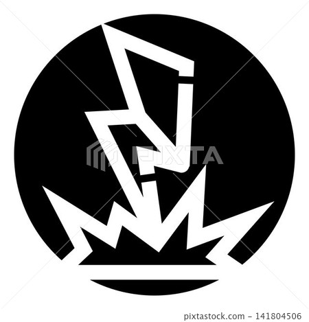 Lightning bolt striking ground creating explosion icon Lightning bolt striking ground creating explosion icon 141804506