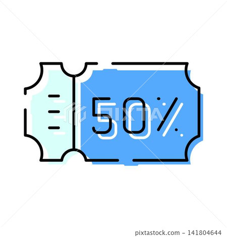 Coupon ticket offering fifty percent discount sale 141804644