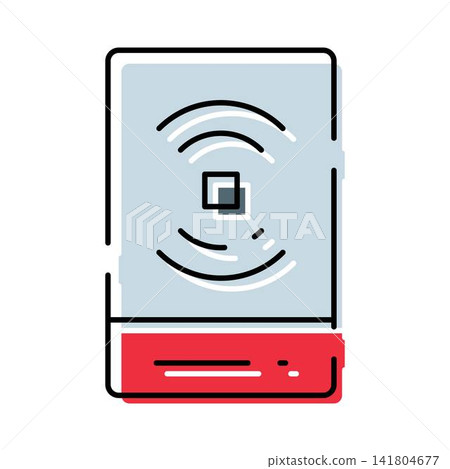 Mobile device displaying contactless wireless payment signal Mobile device displaying contactless wireless payment signal 141804677
