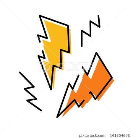 Yellow and orange lightning bolts representing energy and power Yellow and orange lightning bolts representing energy and power 141804698
