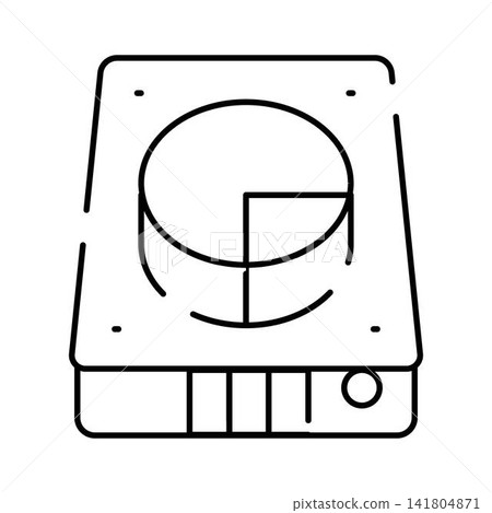 Electronic kitchen scales weighing device line icon 141804871
