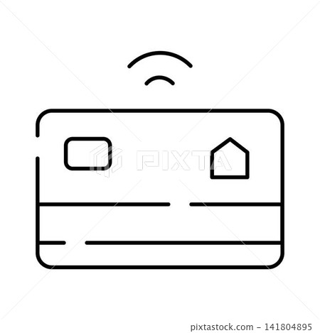 Contactless payment card with home smart finance icon Contactless payment card with home smart finance icon 141804895