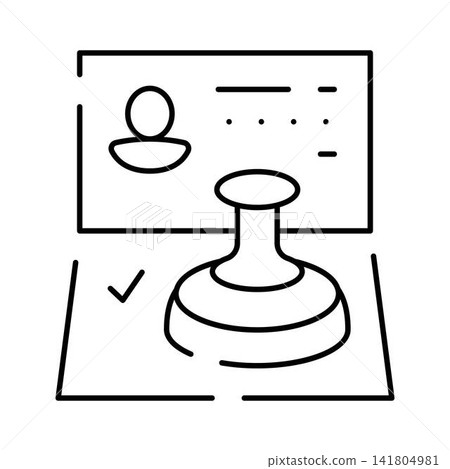 Document approval process with official stamp illustration 141804981