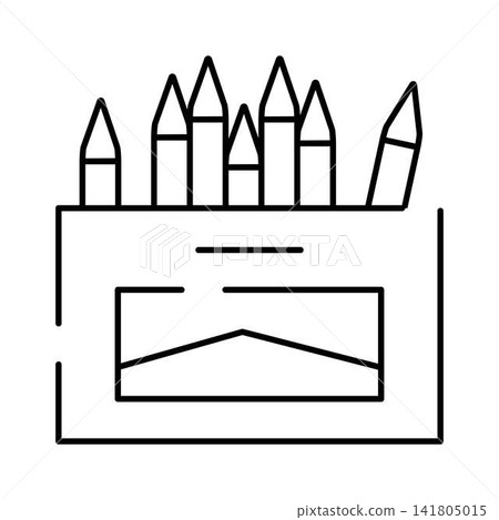 Crayons box line art icon illustrating creativity 141805015