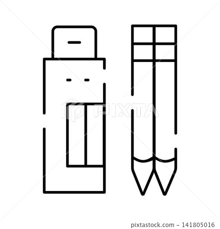 Pencil sharpener and writing tools line art Pencil sharpener and writing tools line art 141805016