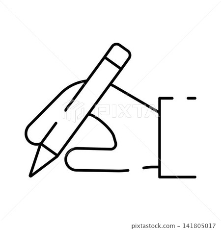 Hand holding pencil writing drawing sketch icon Hand holding pencil writing drawing sketch icon 141805017