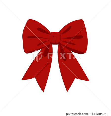 Red ribbon bow classic gift decoration element vector isolated on white background Red ribbon bow classic gift decoration element vector isolated on white background 141805059