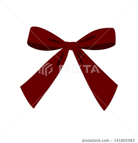 Burgundy dark red ribbon bow elegant gift decor vector isolated on white background Burgundy dark red ribbon bow elegant gift decor vector isolated on white background 141805063