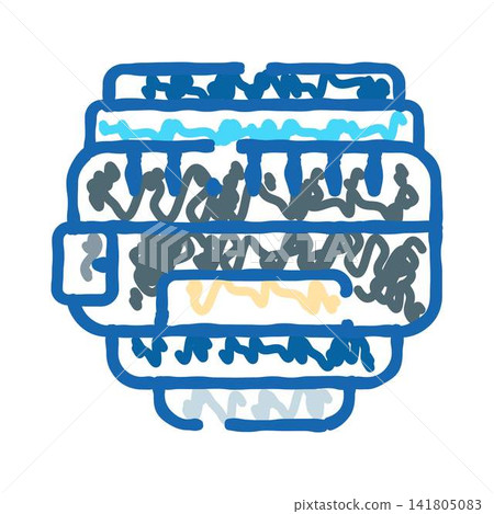 Car engine system detailed doodle line icon 141805083