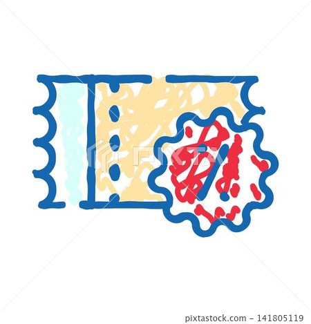 Coupon ticket with percentage discount doodle icon Coupon ticket with percentage discount doodle icon 141805119