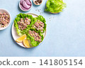 Tuna avocado salad lettuce wraps 141805154