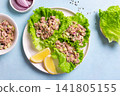 Tuna avocado salad lettuce wraps 141805155
