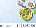 Tuna avocado salad lettuce wraps 141805156