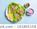 Tuna avocado salad lettuce wraps 141805158