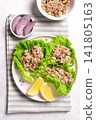 Tuna avocado salad lettuce wraps 141805163