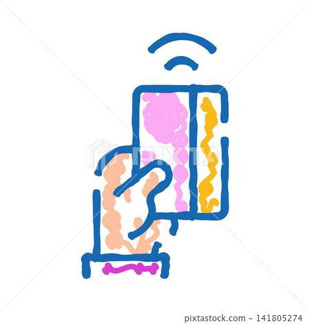 Hand using a contactless payment card icon Hand using a contactless payment card icon 141805274