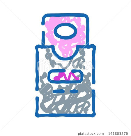 Cardboard box with a cutout hole doodle icon Cardboard box with a cutout hole doodle icon 141805276