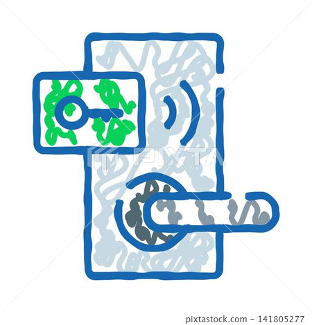 Electronic door lock with key card access icon Electronic door lock with key card access icon 141805277