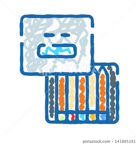 Face with crayons icon illustrating creative process Face with crayons icon illustrating creative process 141805281