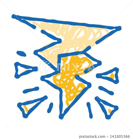 Hand drawn lightning bolt illustrating severe weather danger 141805366