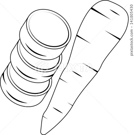 Cassava Roots Outline Icon Illustration on Transparent Background Cassava Roots Outline Icon Illustration on Transparent Background 141805430