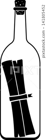 Message in a Bottle Silhouette. Black and White Icon Design Elements on Isolated White Background Message in a Bottle Silhouette. Black and White Icon Design Elements on Isolated White Background 141805452