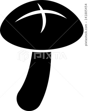 Shiitake Mushroom Silhouette. Black and White Icon Design Elements on Isolated White Background Shiitake Mushroom Silhouette. Black and White Icon Design Elements on Isolated White Background 141805454