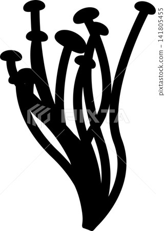 Enoki Mushroom Silhouette. Black and White Icon Design Elements on Isolated White Background Enoki Mushroom Silhouette. Black and White Icon Design Elements on Isolated White Background 141805455