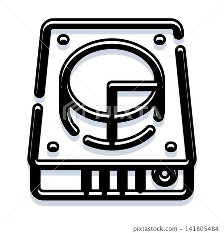 Hard drive computing hardware storing digital data icon Hard drive computing hardware storing digital data icon 141805484