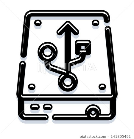 External hard drive device with usb data transfer icon External hard drive device with usb data transfer icon 141805491
