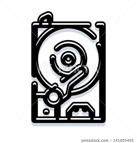 Hard drive storage device icon illustrating technology and data Hard drive storage device icon illustrating technology and data 141805495