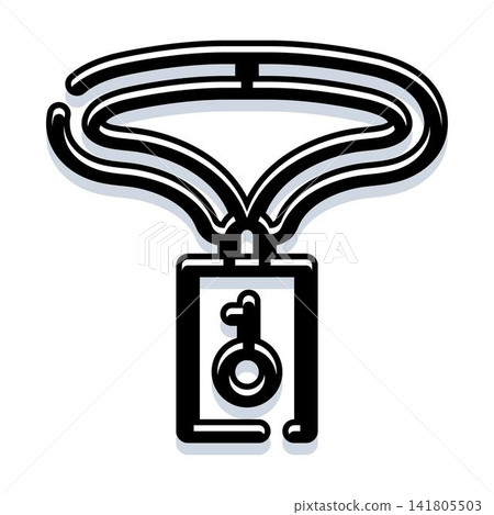 Lanyard with identification tag and key icon Lanyard with identification tag and key icon 141805503