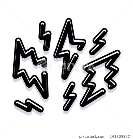 Black doodle lightning bolts creating electricity concept Black doodle lightning bolts creating electricity concept 141805597