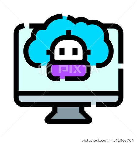 Artificial intelligence chatbot on cloud computing monitor Artificial intelligence chatbot on cloud computing monitor 141805704