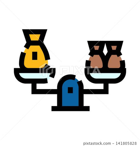 Weighing money bags finding financial balance and equality 141805828