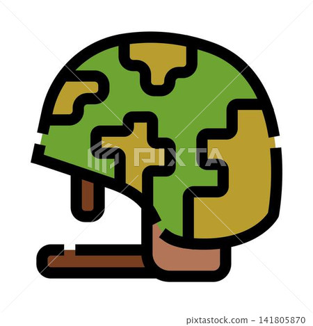 Military helmet with camouflage pattern protecting soldier Military helmet with camouflage pattern protecting soldier 141805870