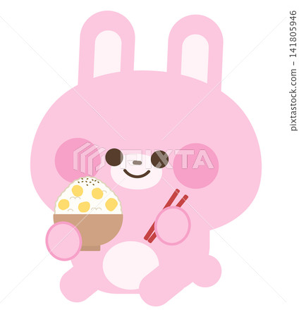 A rabbit enjoying the autumn season of delicious food A rabbit enjoying the autumn season of delicious food 141805946
