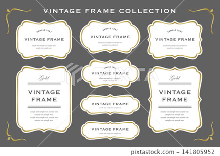 A set of modern vintage gold frame materials with a chic charcoal gray background. A set of modern vintage gold frame materials with a chic charcoal gray background. 141805952