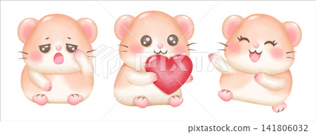 Hamster Watercolor Soft Pastel Illustration 141806032