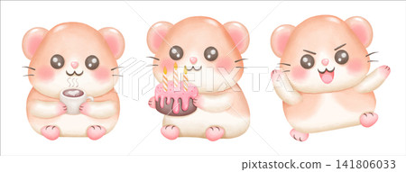 Hamster Illustration Happy Animal Character Hamster Illustration Happy Animal Character 141806033