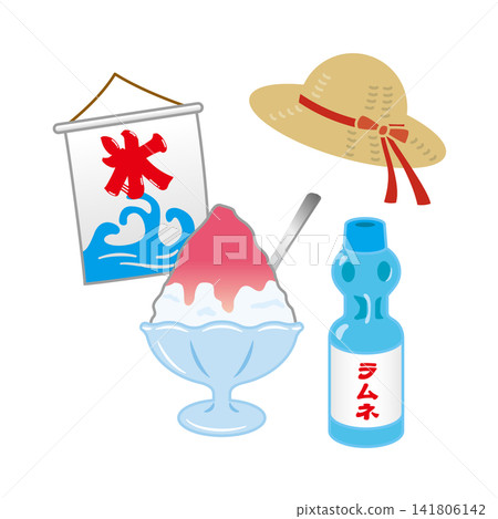 刨冰、彈珠汽水和草帽(插圖) 刨冰、彈珠汽水和草帽(插圖) 141806142