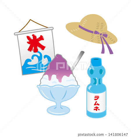 刨冰、彈珠汽水和草帽(插圖) 刨冰、彈珠汽水和草帽(插圖) 141806147