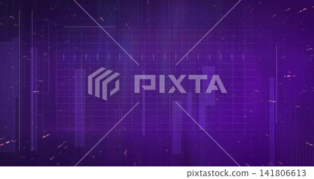 Displaying purple HUD grid with translucent bars, tick marks, circuit lines, sparks, vignette noise Displaying purple HUD grid with translucent bars, tick marks, circuit lines, sparks, vignette noise 141806613